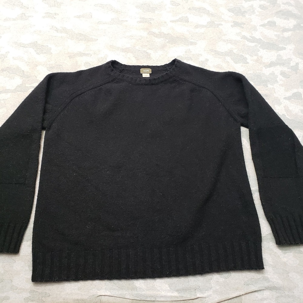 Vintage ALPS Sweater Womens XL Black Pullover Wool Blend Knit